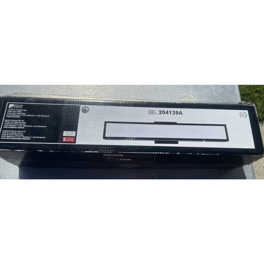EGLO 204139A 24” LED Vanity Light Matte Black White Shade 1600 Lumens Open Box